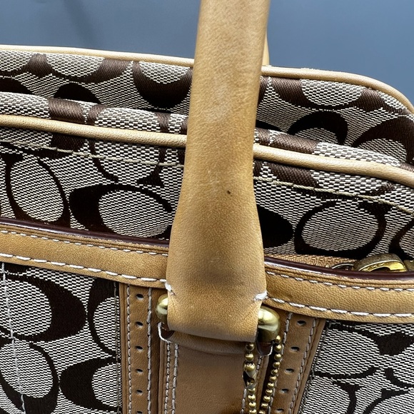 Coach Signature Canvas Top Handle Handbag Brown On Brown Classic Multiple Comp.. - Picture 8 of 14
